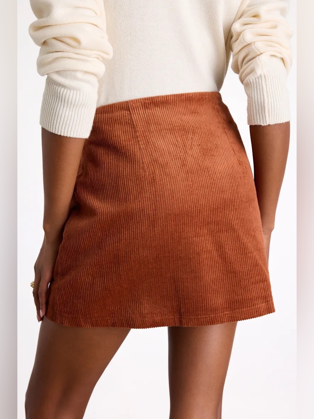 Lulus Katherina Rust Brown Button Front Corduroy Skirt - Picture 3 of 9